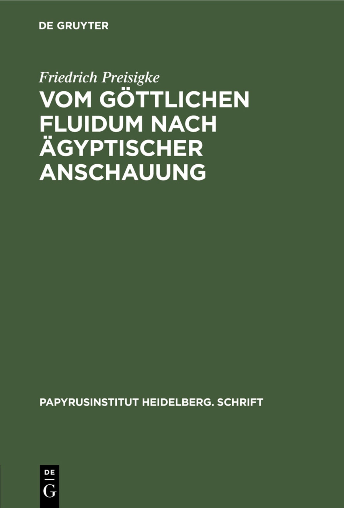Cover image for Vom göttlichen Fluidum nach ägyptischer Anschauung ISBN 9783112434932