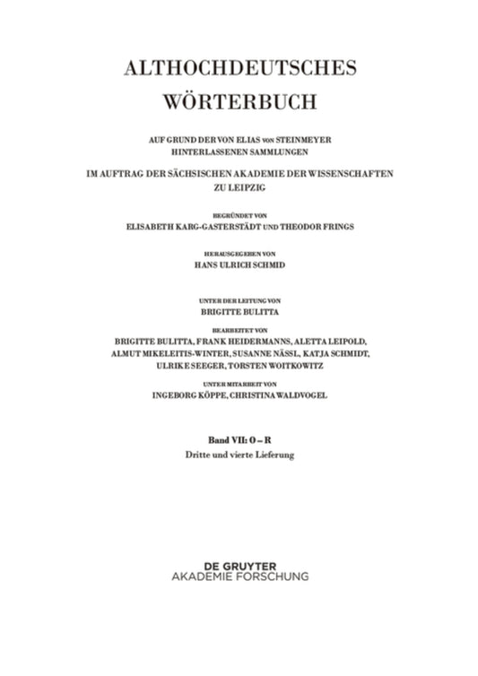 Band VII: O – R. 3. und 4. Lieferung (ouga bis platamuos)