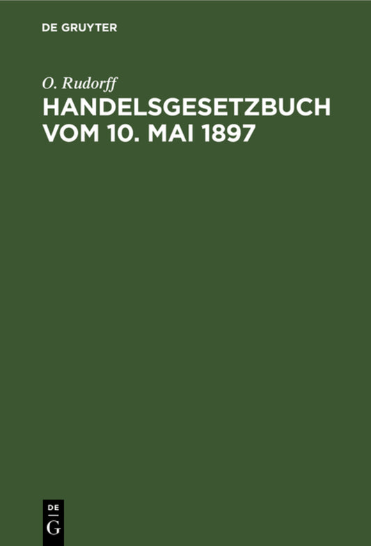 Handelsgesetzbuch vom 10. Mai 1897