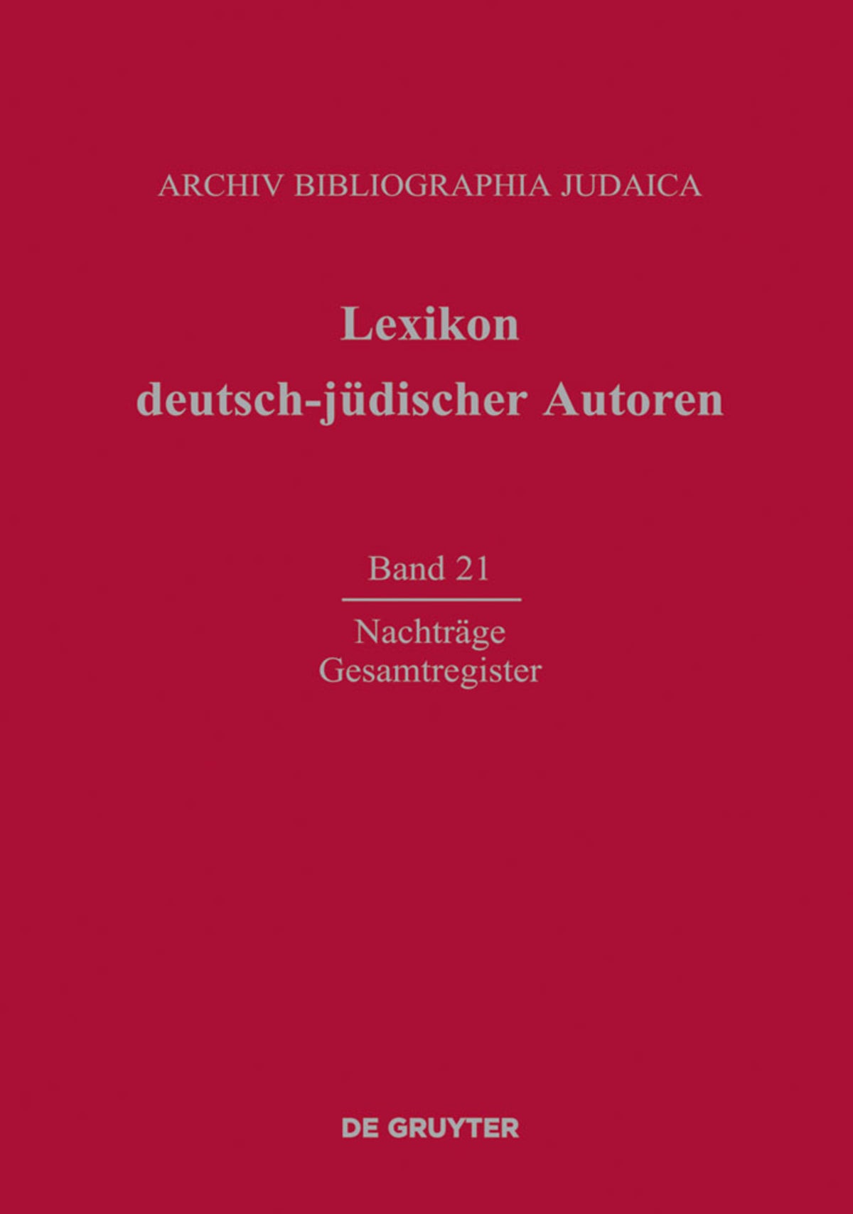 Cover image for Nachträge und Gesamtregister ISBN 9783110314830