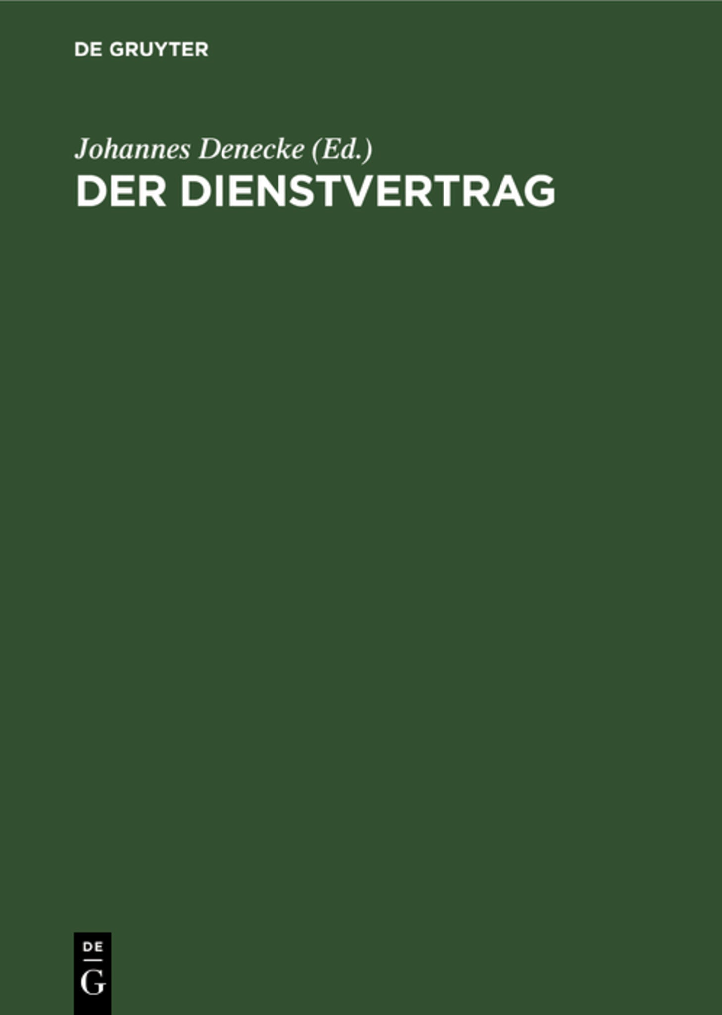 Cover image for Der Dienstvertrag ISBN 9783112414873