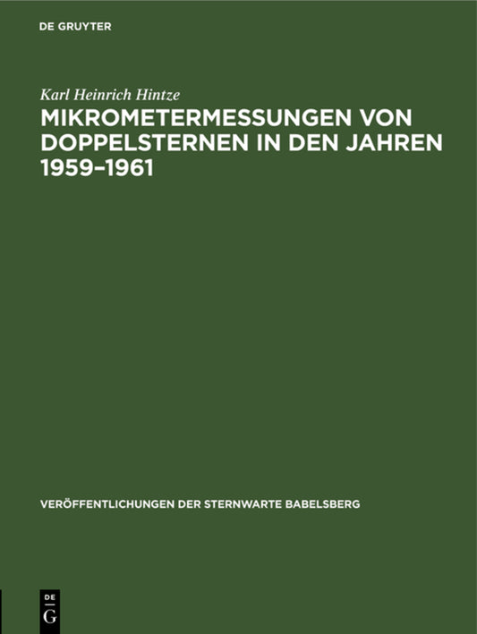 Mikrometermessungen von Doppelsternen in den Jahren 1959–1961