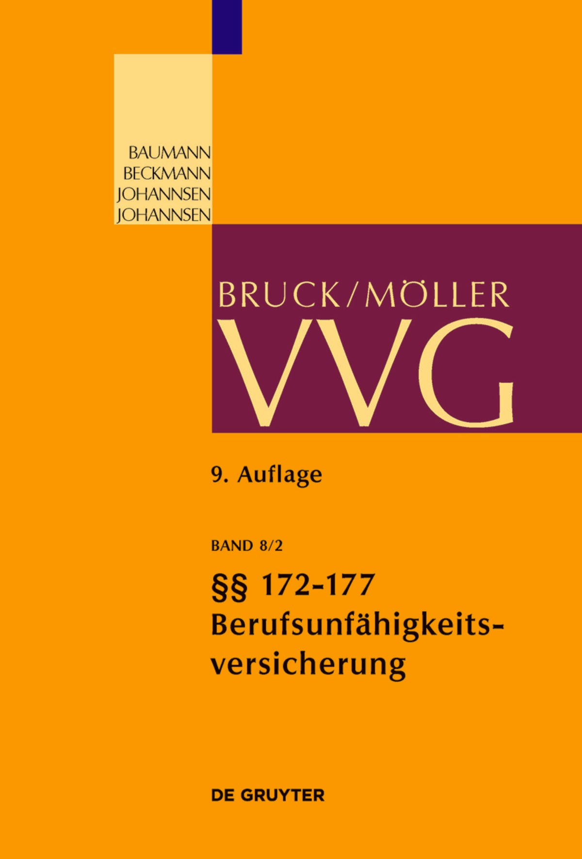 Cover image for Berufsunfähigkeitsversicherung §§ 172-177 ISBN 9783110308013