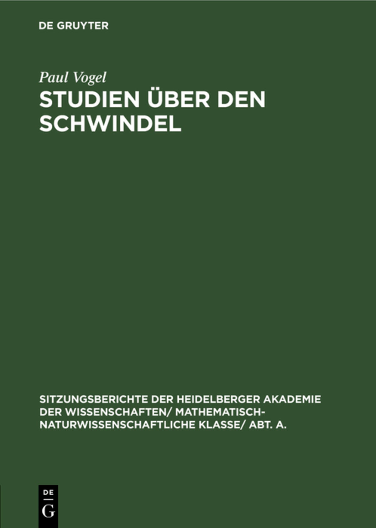 Cover image for Studien über den Schwindel ISBN 9783111046198
