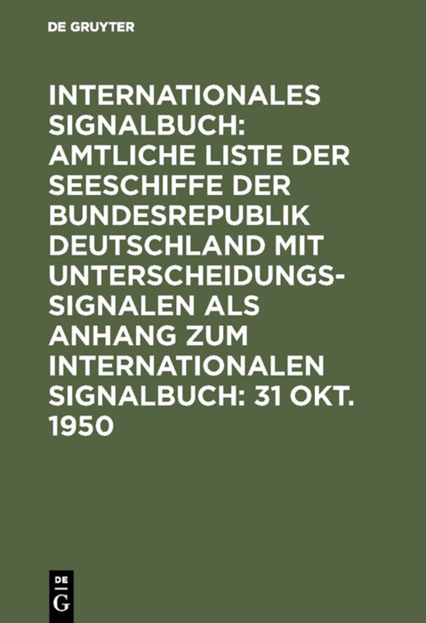 Cover image for 31 Okt. 1950 ISBN 9783111085425