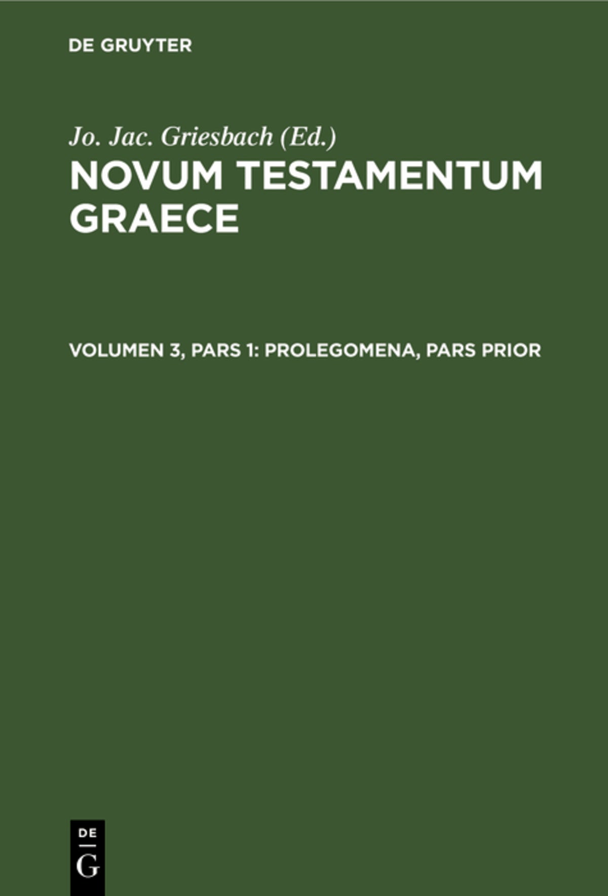Cover image for Prolegomena, Pars Prior ISBN 9783112490532