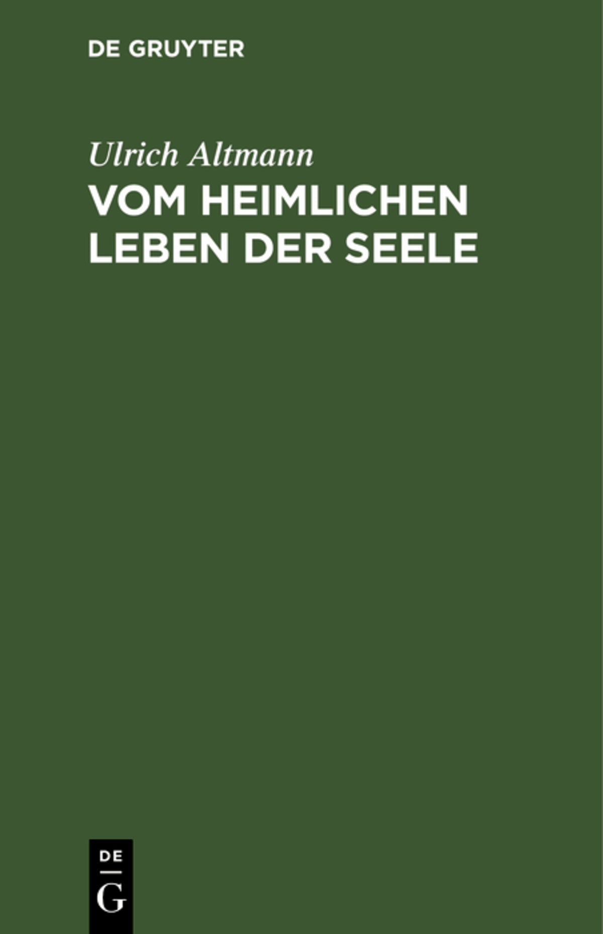 Cover image for Vom heimlichen Leben der Seele ISBN 9783112334959