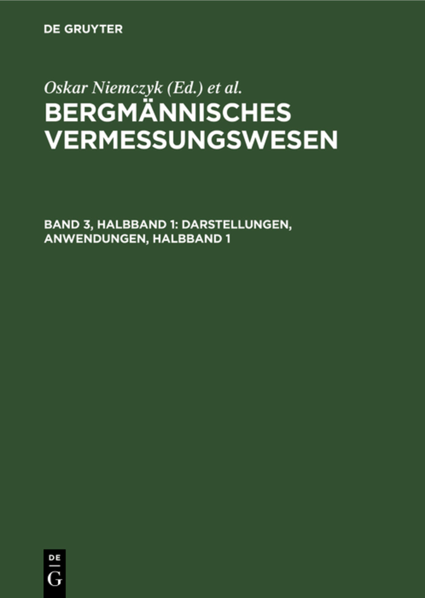 Darstellungen, Anwendungen, Halbband 1