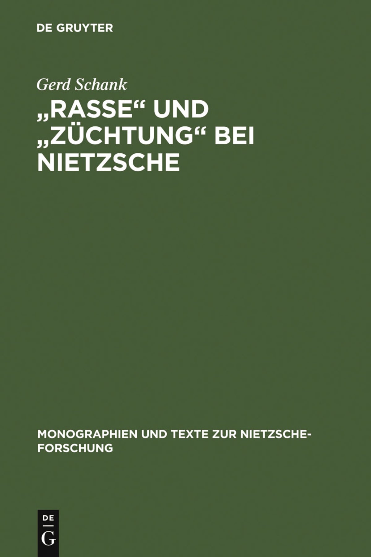 Cover image for "Rasse" und "Züchtung" bei Nietzsche ISBN 9783110168723