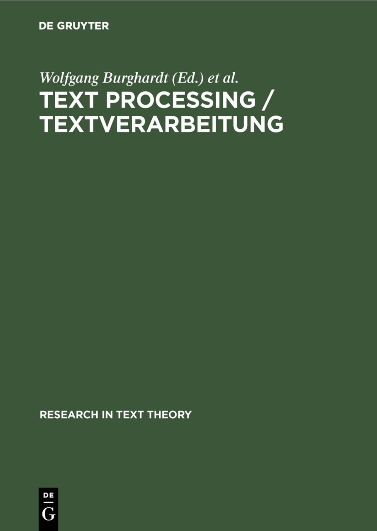Cover image for Text Processing / Textverarbeitung ISBN 9783110075656