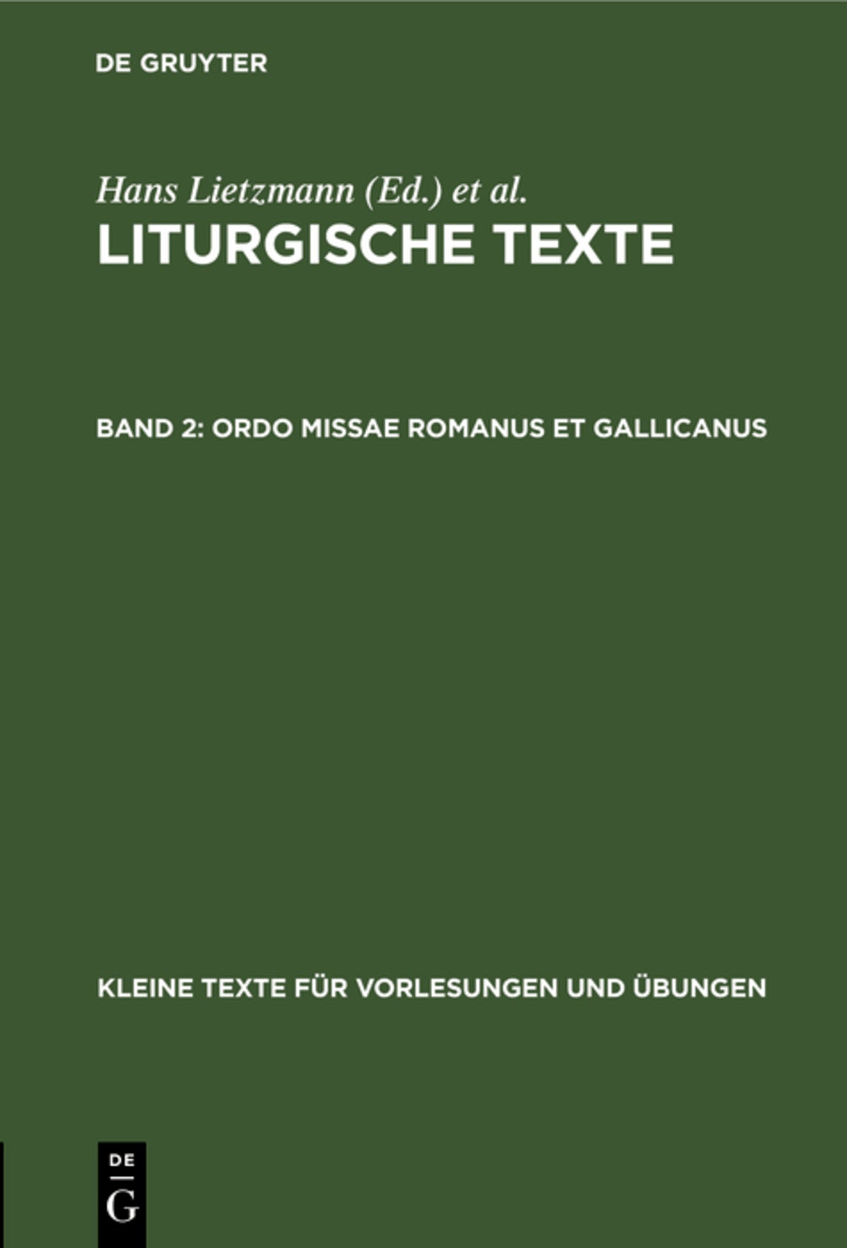 Cover image for Ordo missae Romanus et Gallicanus ISBN 9783111247540