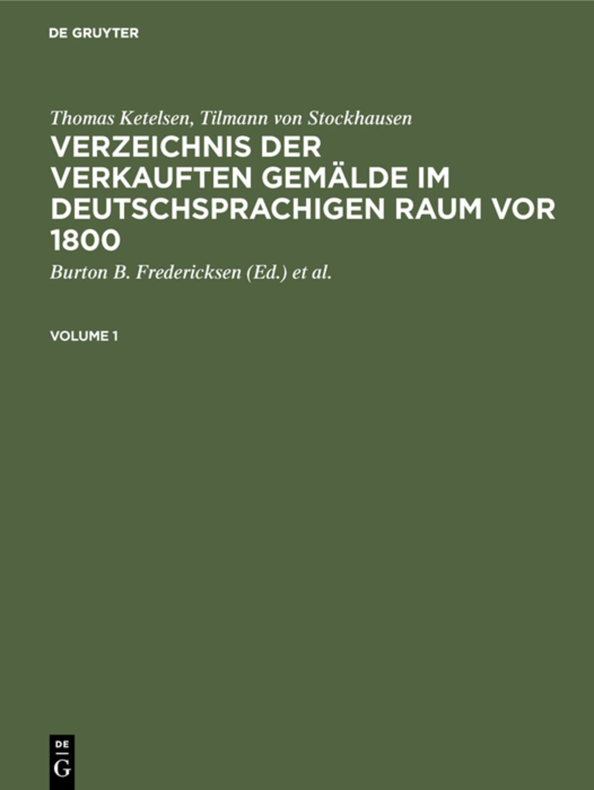 Cover image for Verzeichnis der verkauften Gemälde im deutschsprachigen Raum vor 1800 ISBN 9783598244902