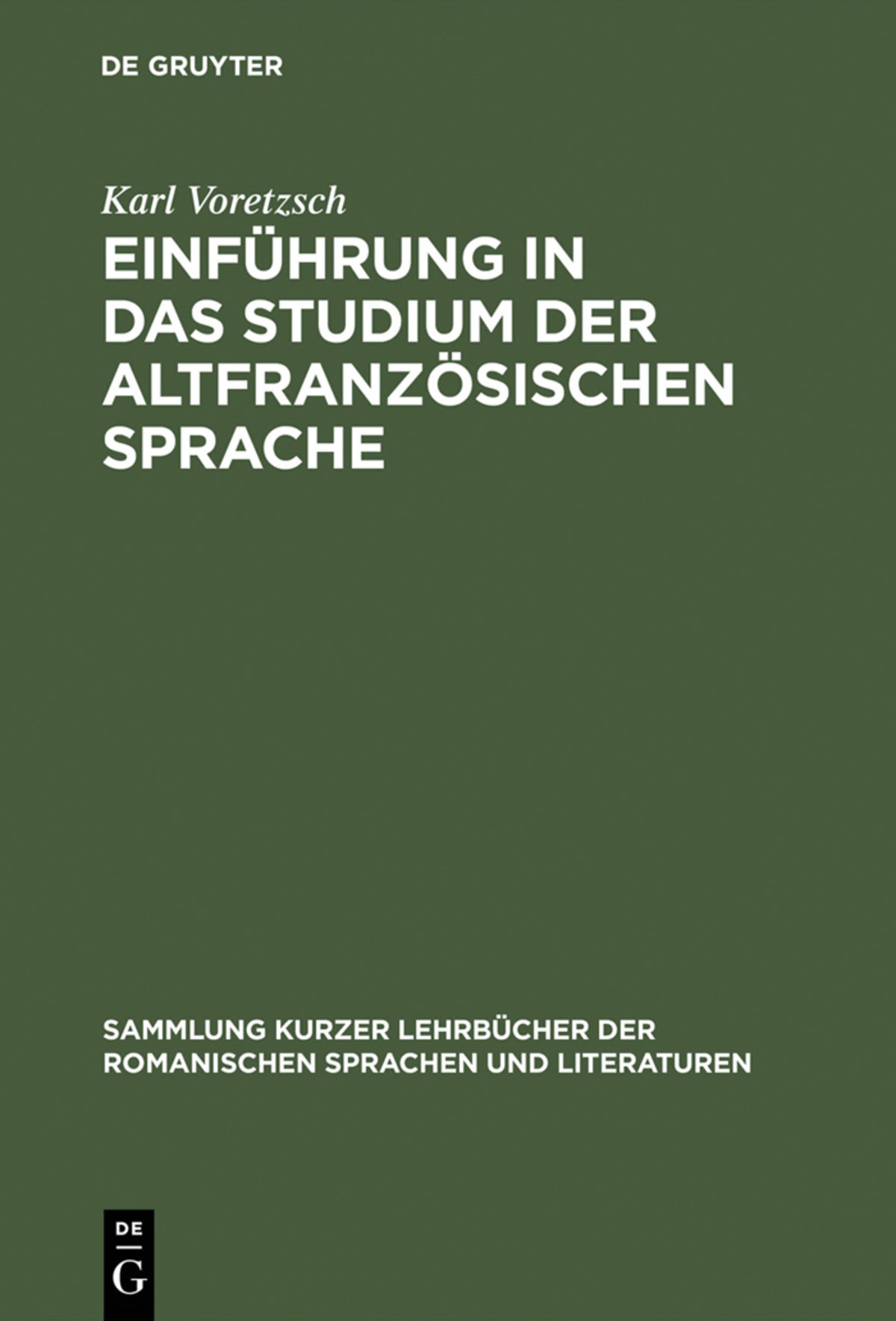 Cover image for Einführung in das Studium der altfranzösischen Sprache ISBN 9783484500259