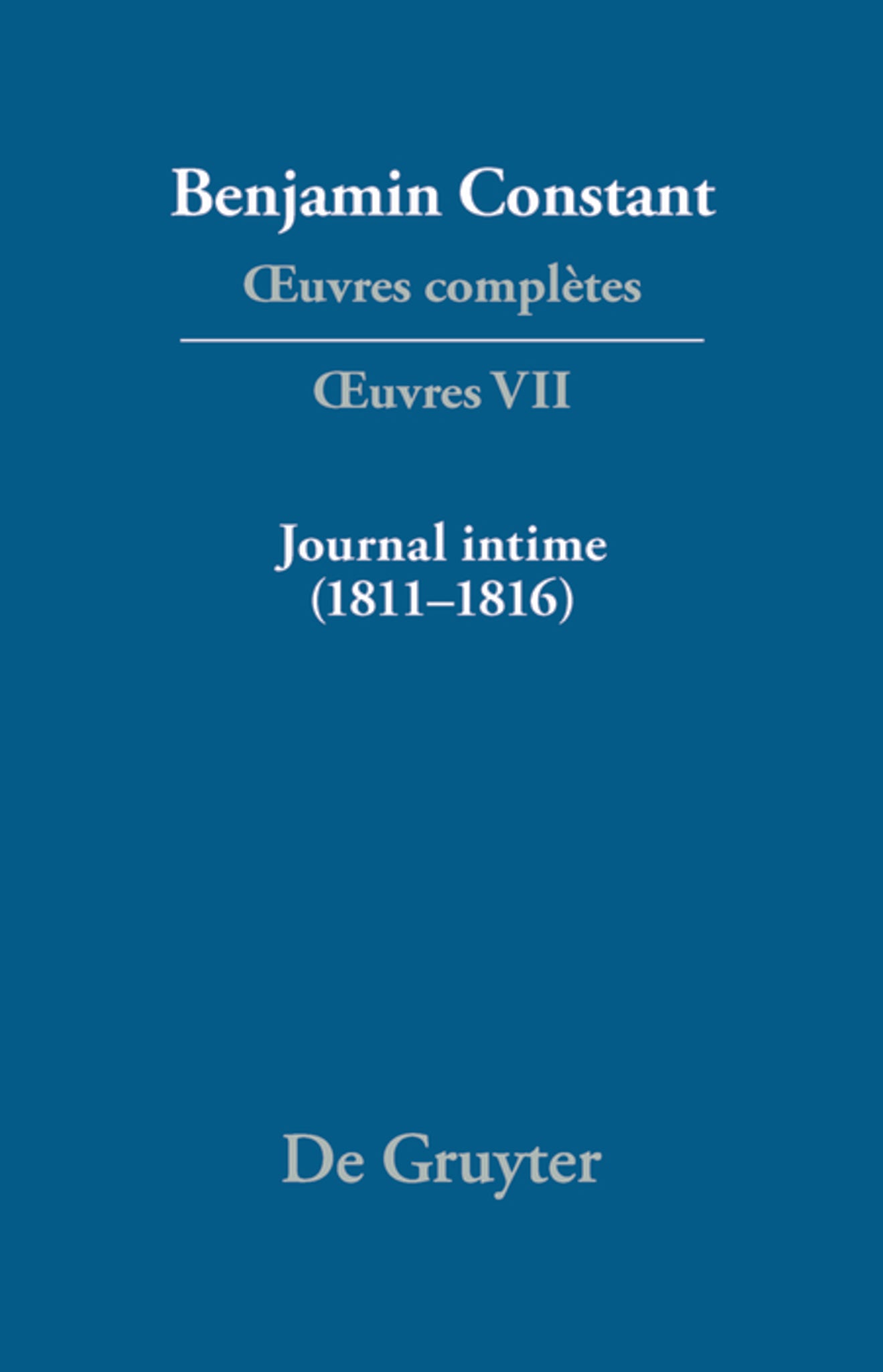 Cover image for Journal intime (1811–1816). Carnet. Livres de dépenses ISBN 9783484504073