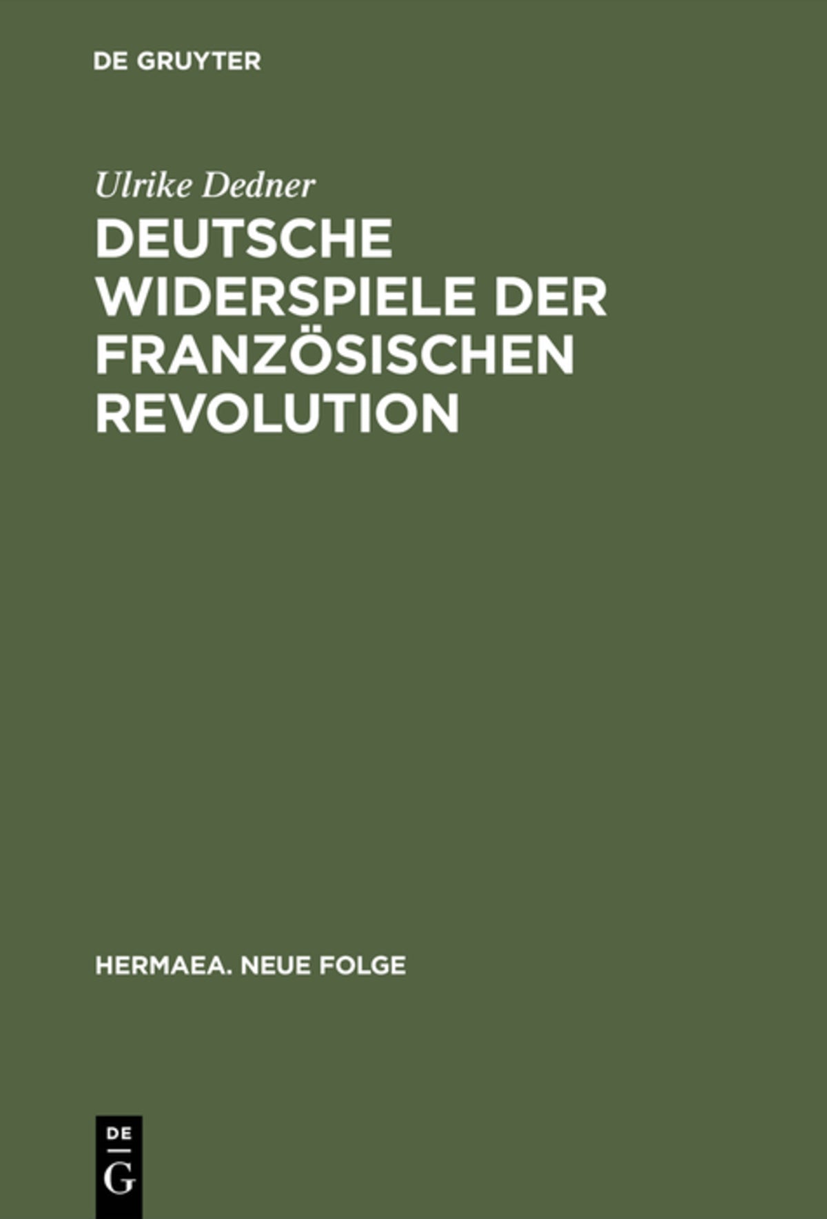 Cover image for Deutsche Widerspiele der Französischen Revolution ISBN 9783484151017