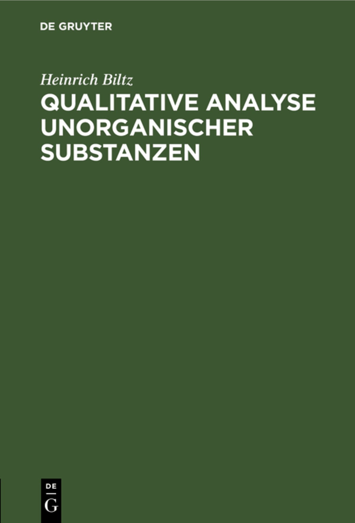 Cover image for Qualitative Analyse unorganischer Substanzen ISBN 9783112397916