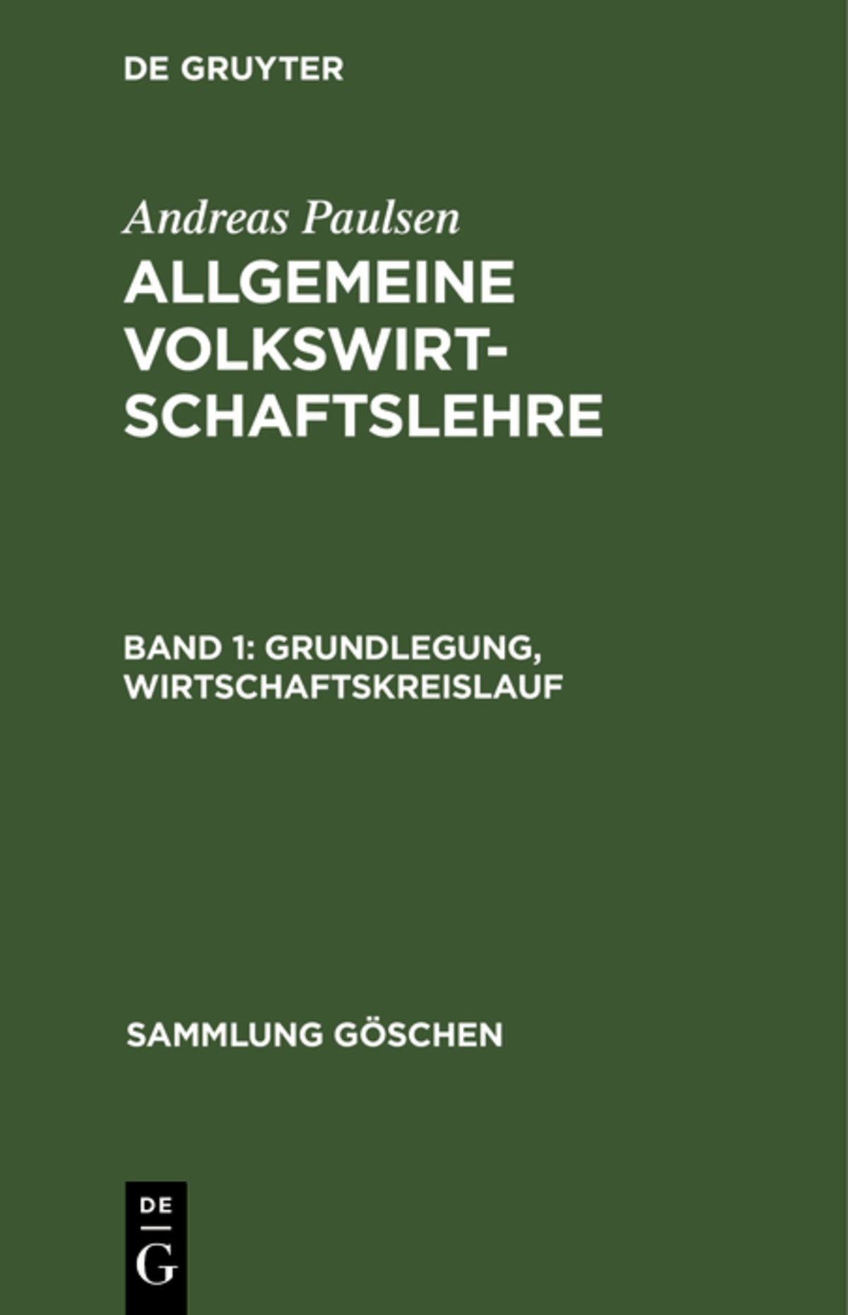 Cover image for Grundlegung, Wirtschaftskreislauf ISBN 9783110047196