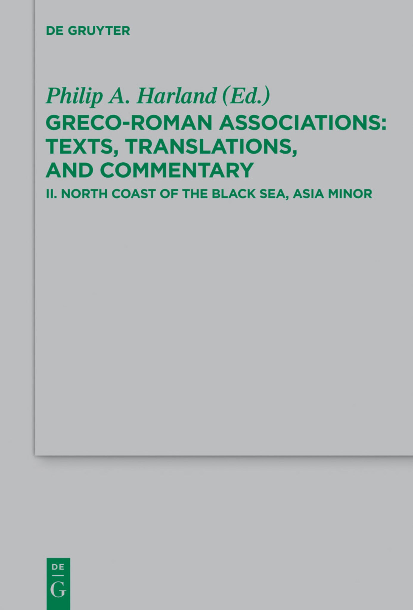Cover image for North Coast of the Black Sea, Asia Minor ISBN 9783110340143