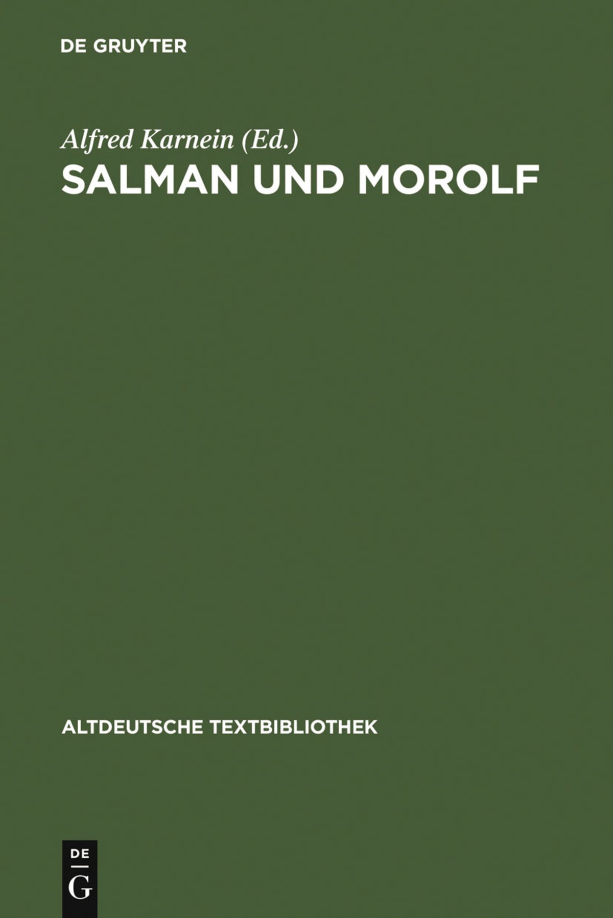 Cover image for Salman und Morolf ISBN 9783484200999