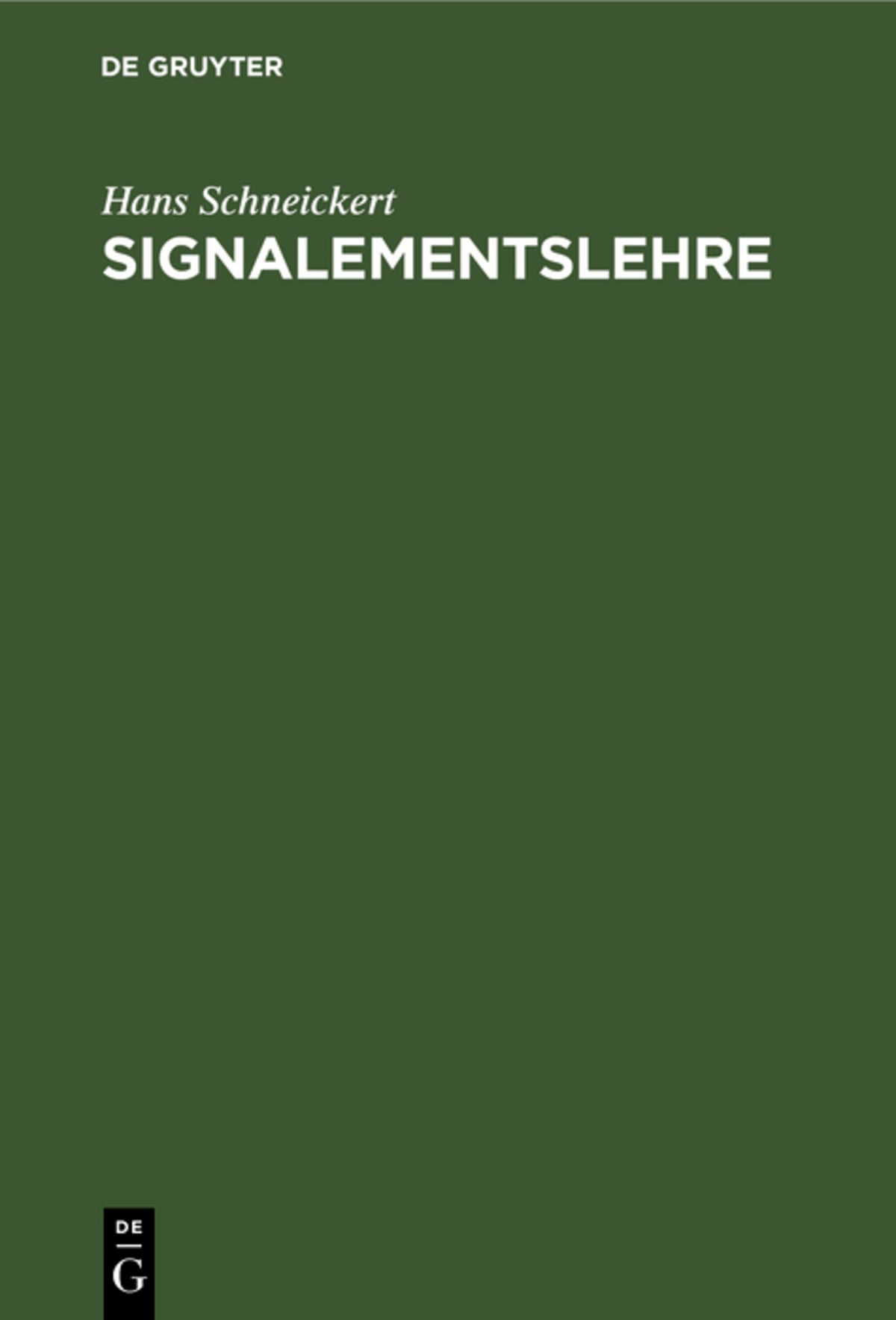 Cover image for Signalementslehre ISBN 9783112368237