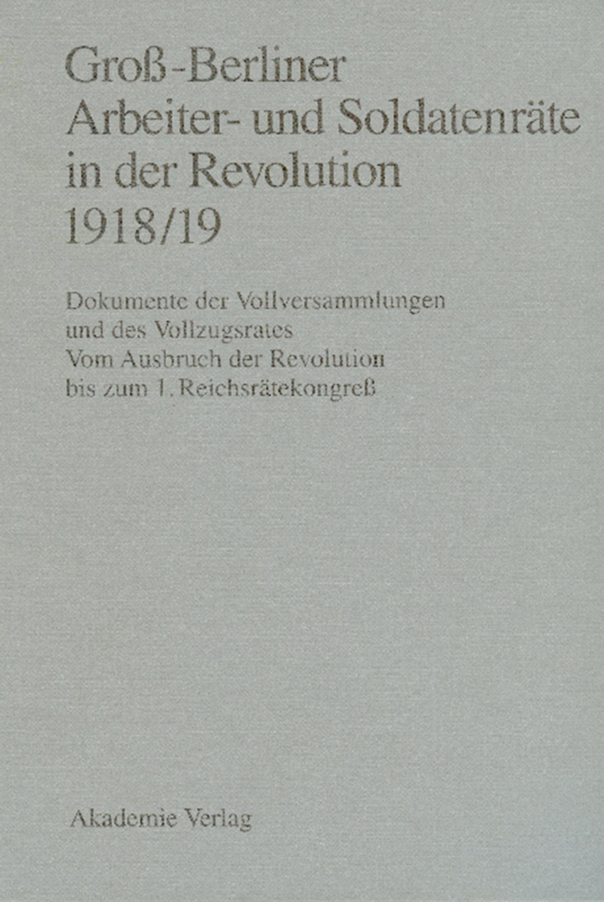 Groß-Berliner Arbeiter- und Soldatenräte in der Revolution 1918/19