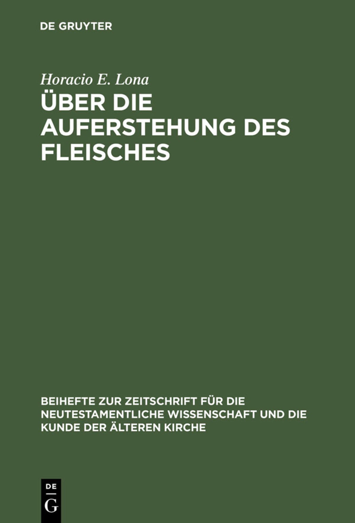 Cover image for Über die Auferstehung des Fleisches ISBN 9783110139280