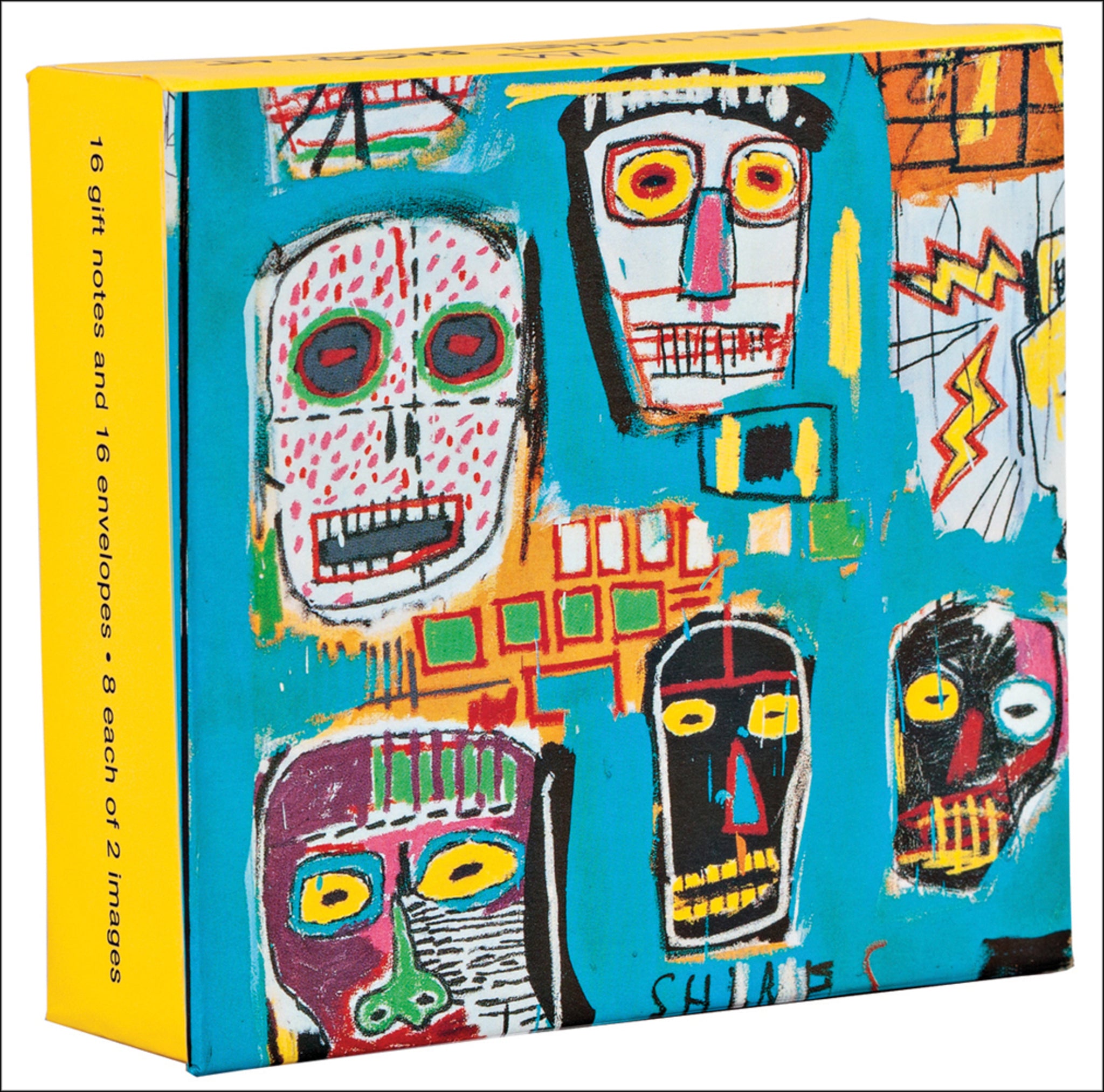 teNeues - Mini FlipTop Notecard Box: Jean-Michel Basquiat Mini Notecards, 16 Full Color Notecards, 16 Classic White Envelopes, 8 Each of 2 Images, Mini Keepsake Gift Box, Magnetic Closure
