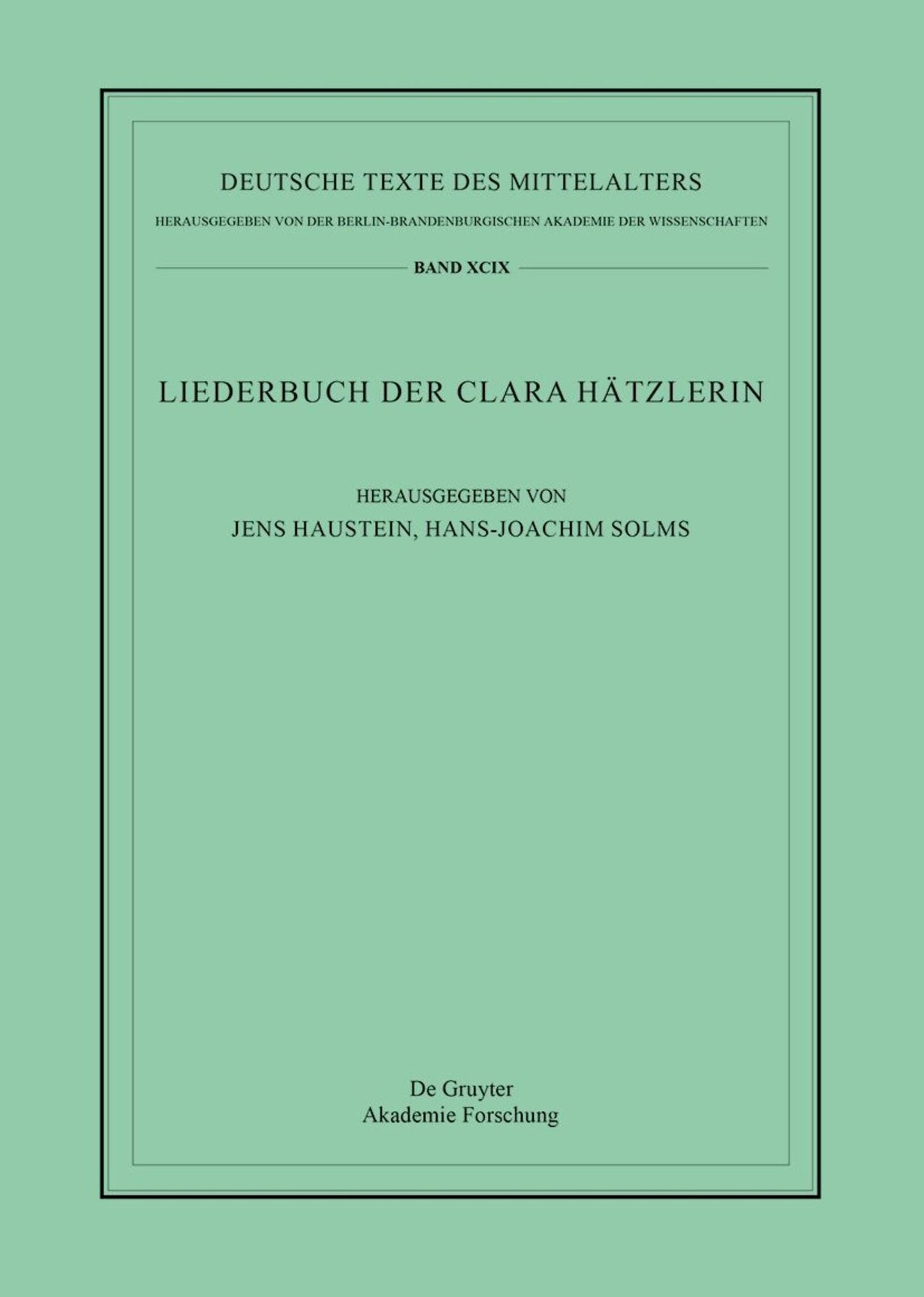 Das Liederbuch der Clara Hätzlerin