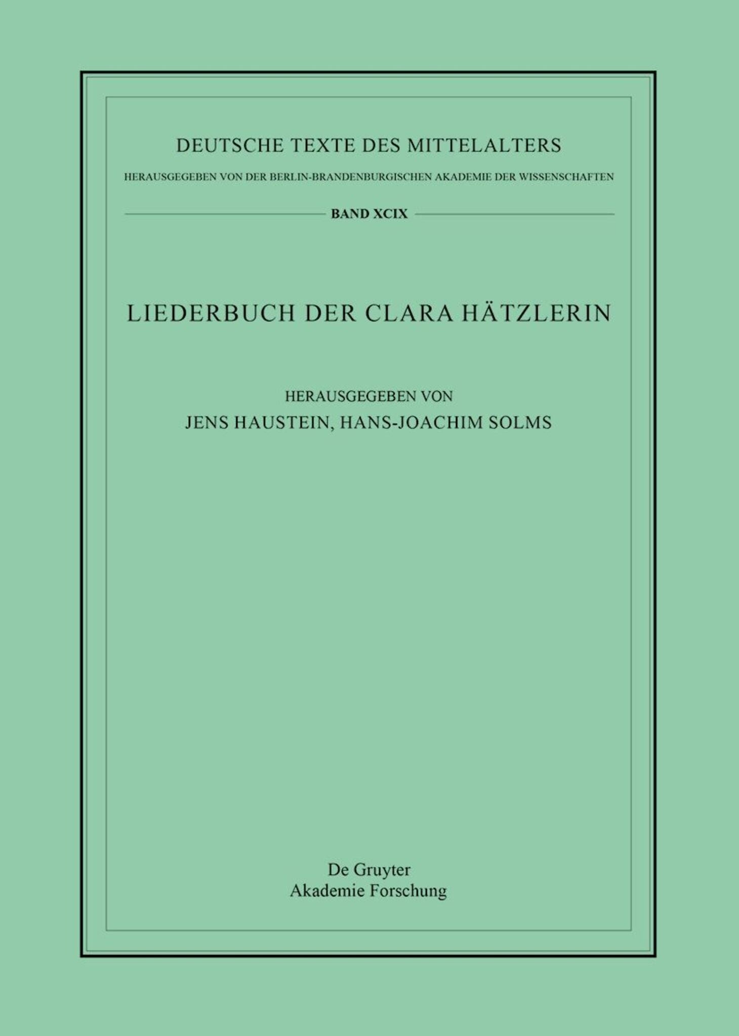 Das Liederbuch der Clara Hätzlerin