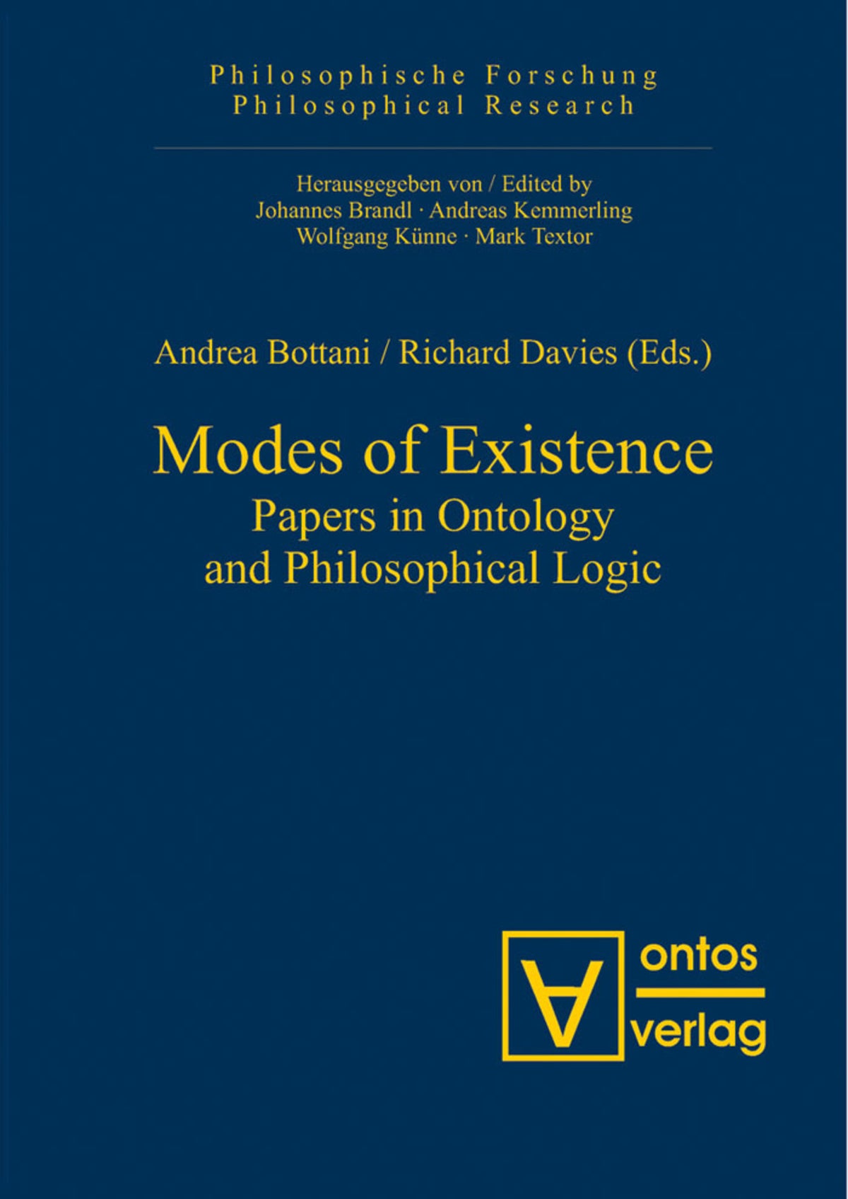 Cover image for Modes of Existence ISBN 9783110327281