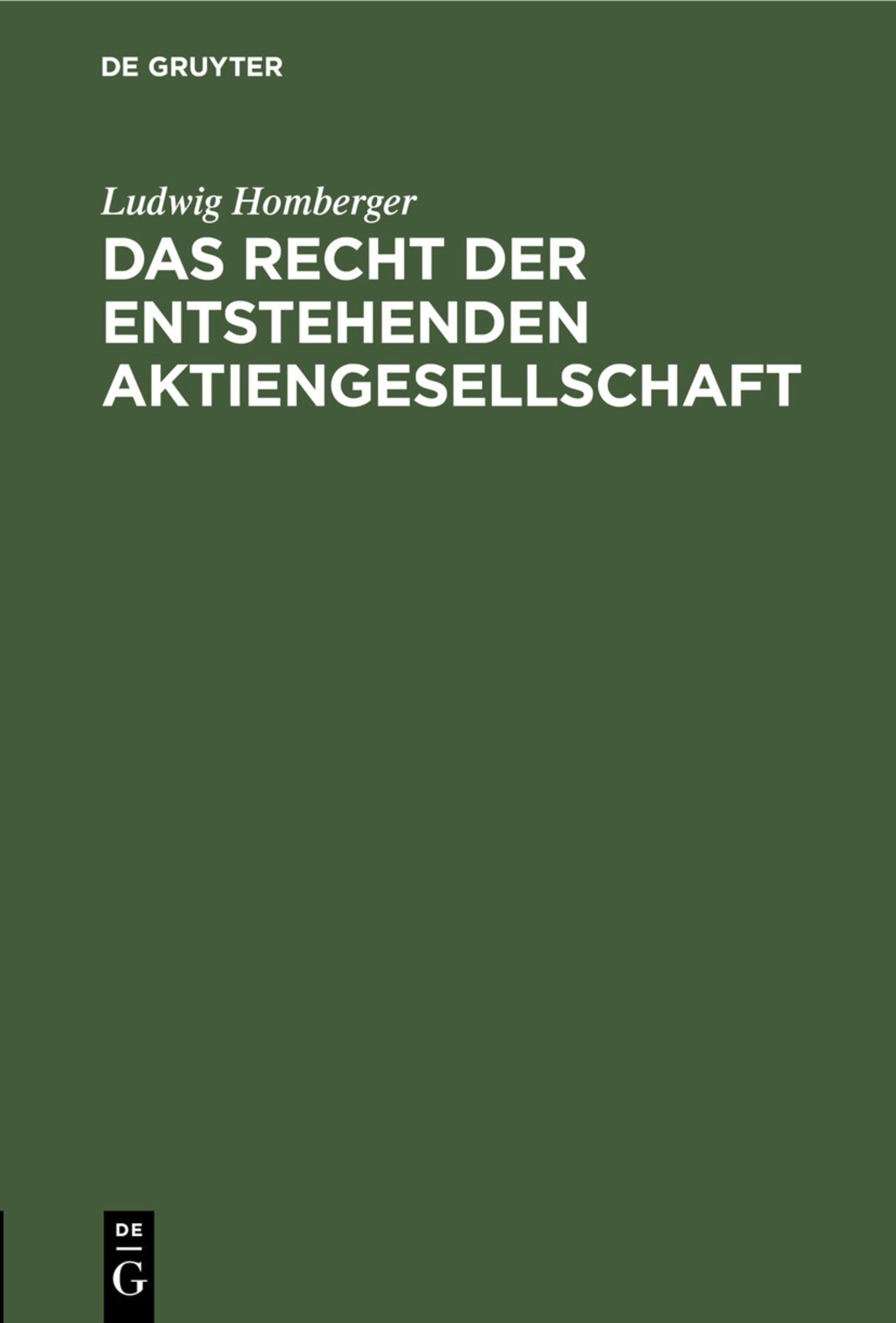 Cover image for Das Recht der entstehenden Aktiengesellschaft ISBN 9783112511893