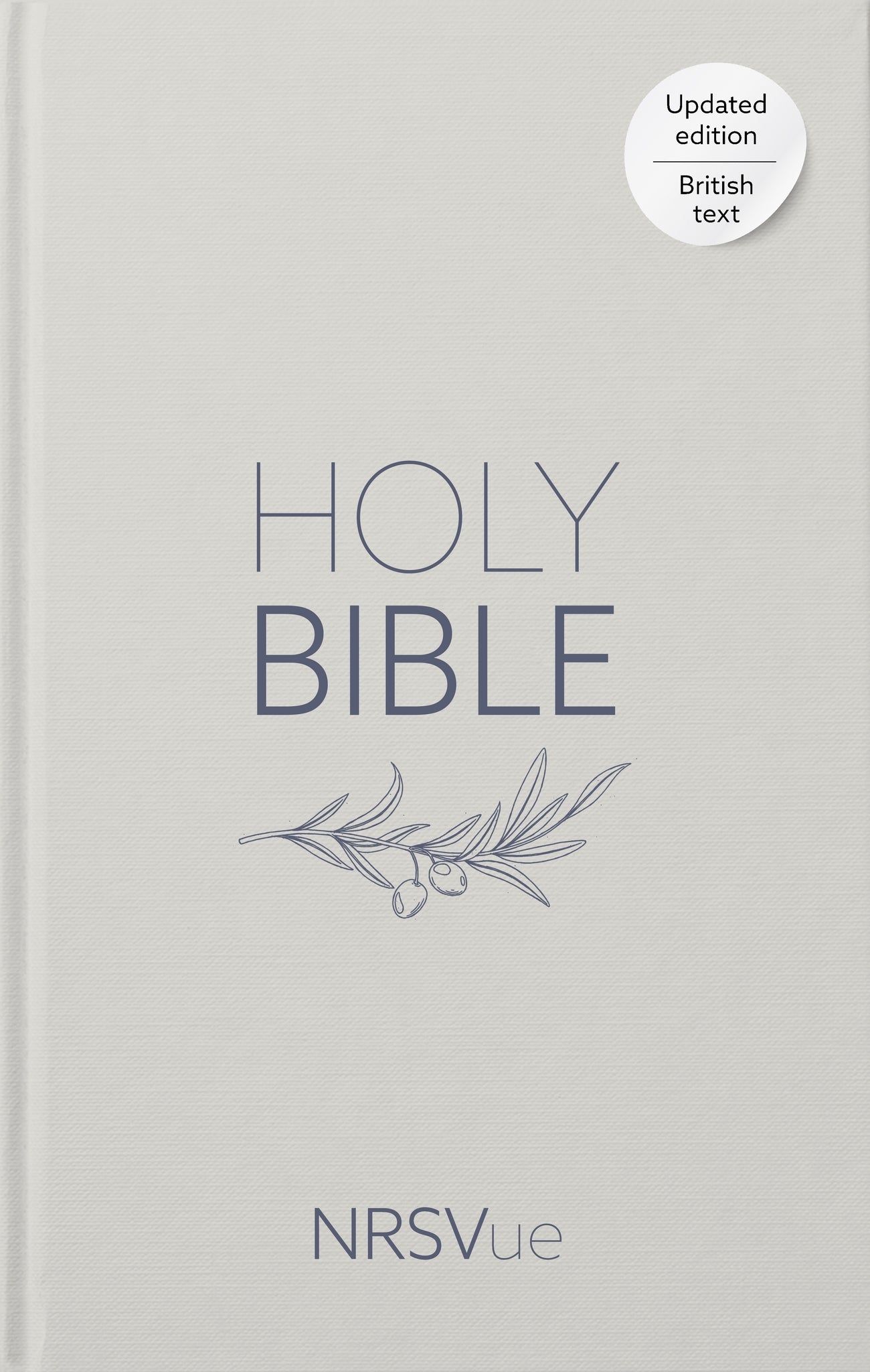 NRSVue Holy Bible, Pale Grey Hardback, Olive Illustration, Navy Ribbon Marker, British Text, NRSVue New Revised Standard Version Updated Edition, Hardback, Personal size