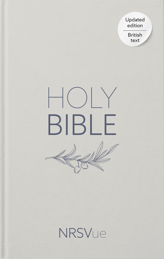 NRSVue Holy Bible, Pale Grey Hardback, Olive Illustration, Navy Ribbon Marker, British Text, NRSVue New Revised Standard Version Updated Edition, Hardback, Personal size