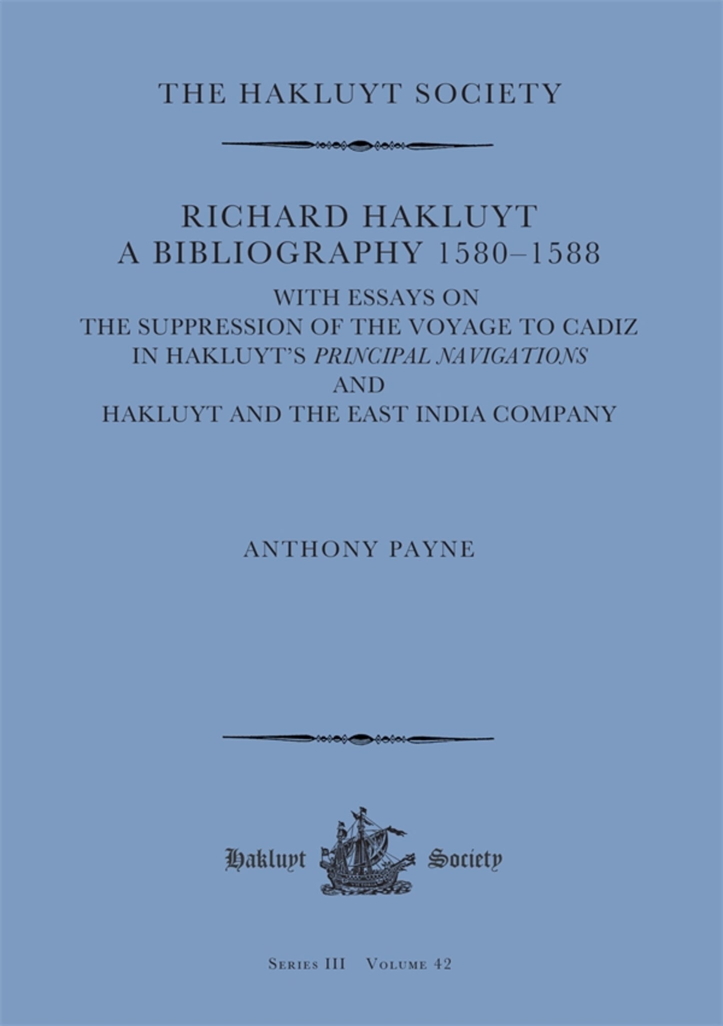 Cover image for Richard Hakluyt: A Bibliography 1580–1588 ISBN 9781916931008