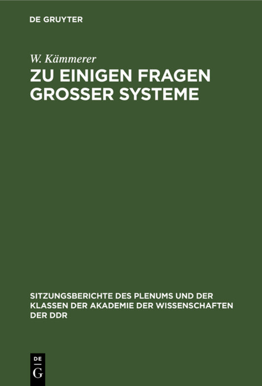 Zu einigen Fragen großer Systeme