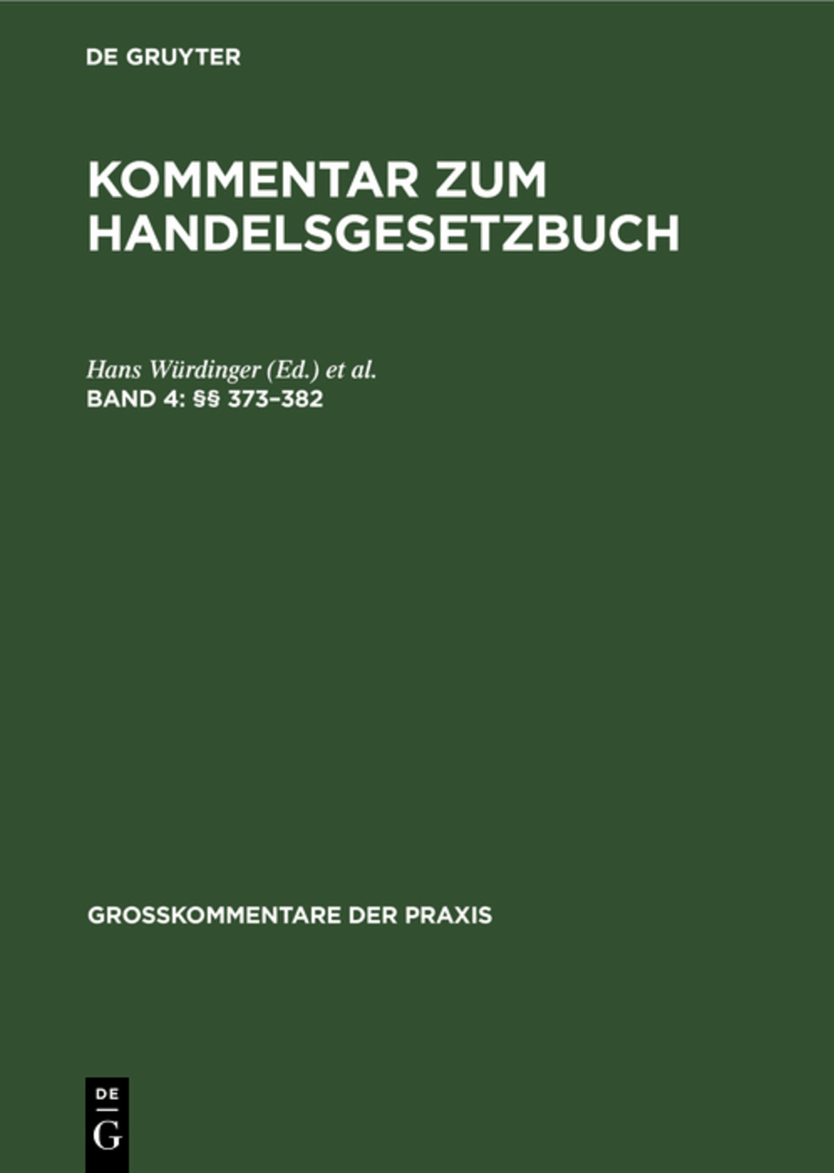 Cover image for (§§ 373–382) ISBN 9783112306604