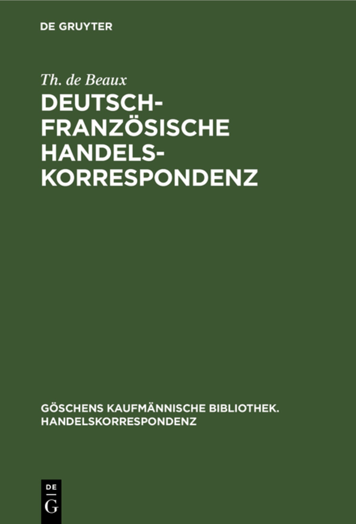 Cover image for Deutsch-Französische Handelskorrespondenz ISBN 9783112385555