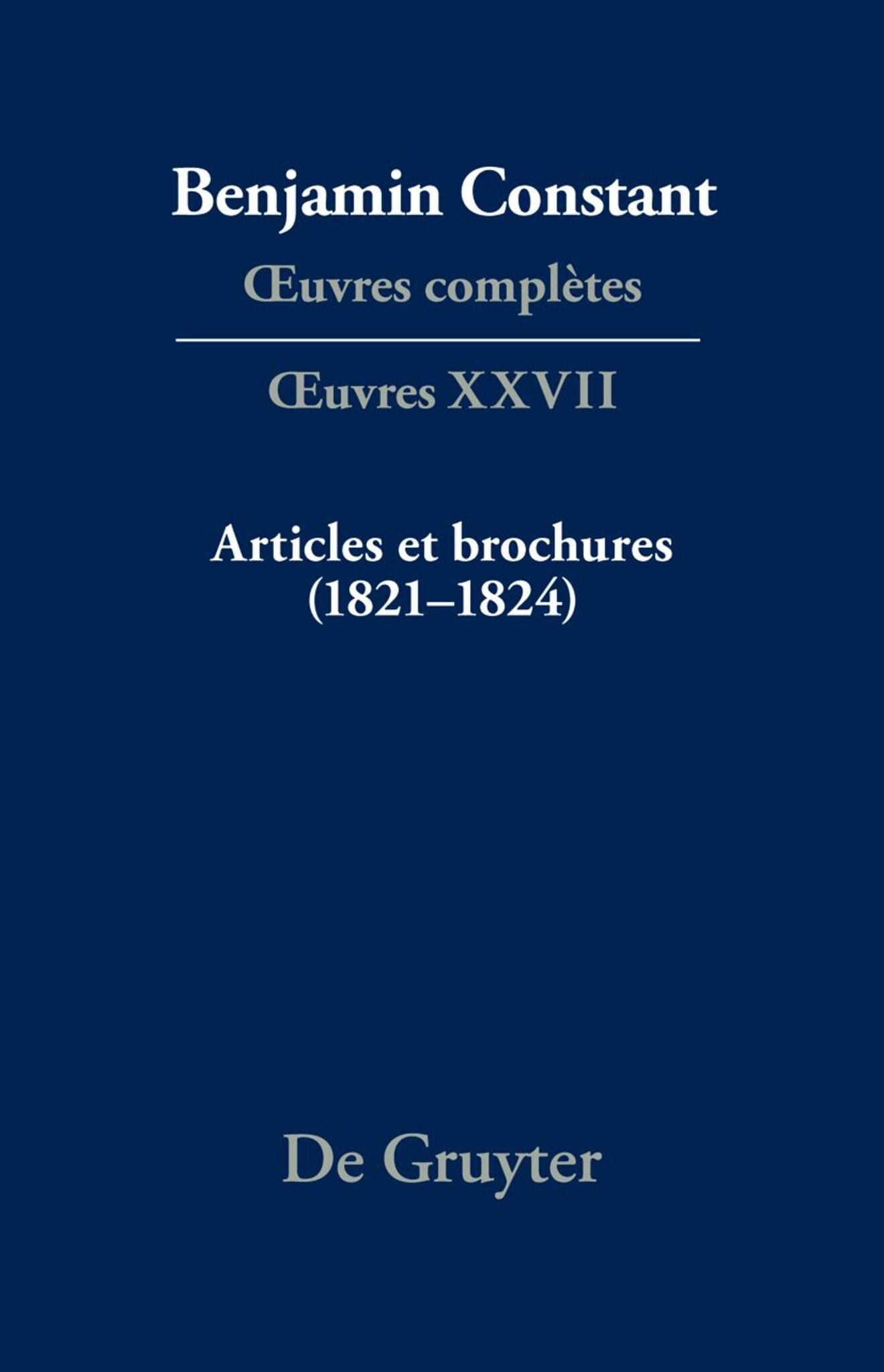 Articles et brochures (1821–1824)
