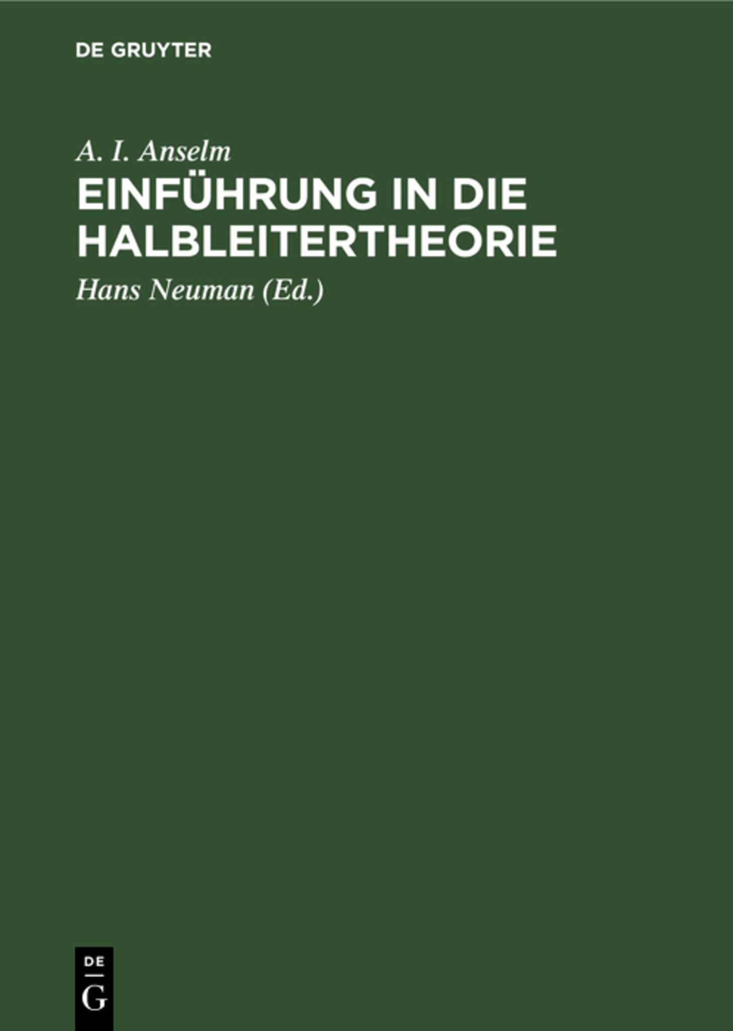 Einführung in die Halbleitertheorie