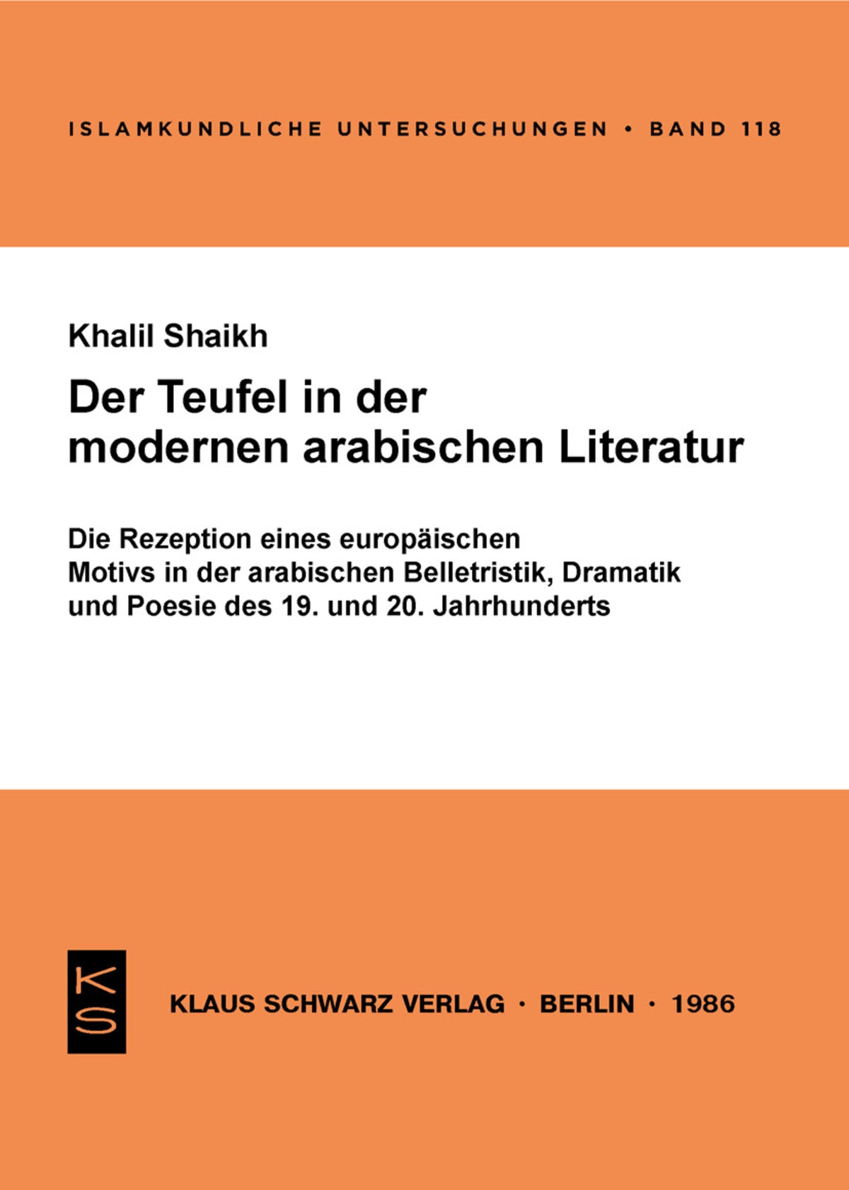 Cover image for Der Teufel in der modernen arabischen Literatur ISBN 9783922968573