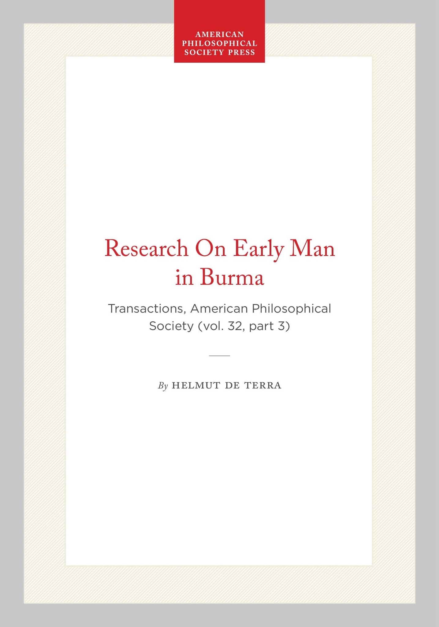 Research On Early Man in Burma