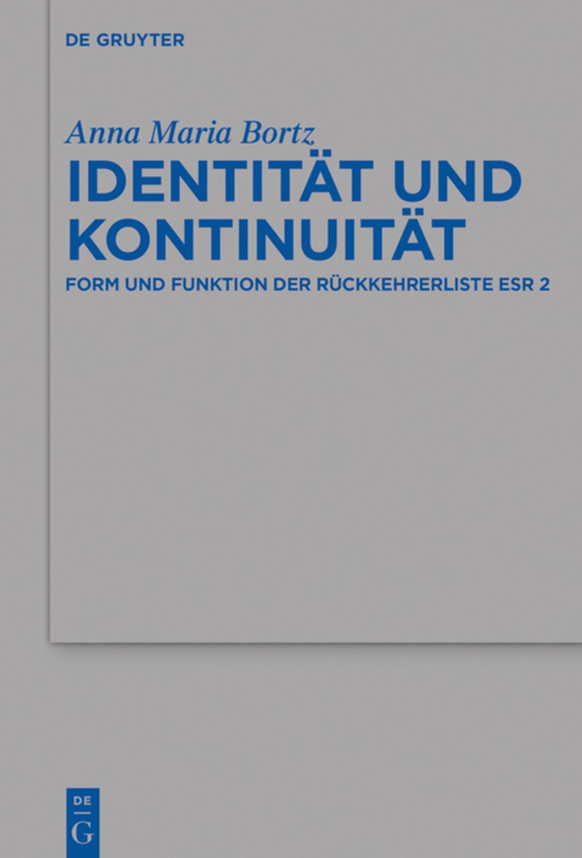 Cover image for Identität und Kontinuität ISBN 9783110568783