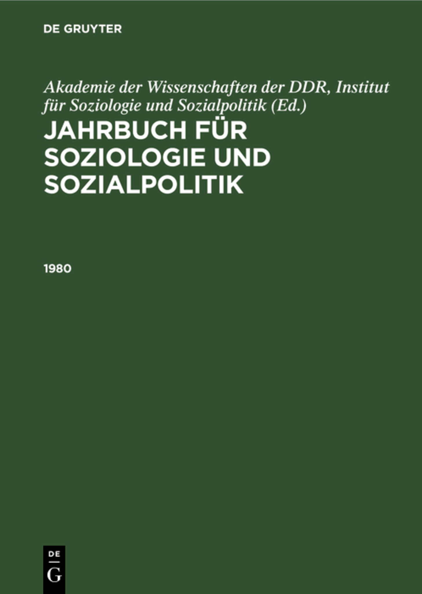 Cover image for 1980 ISBN 9783112619131