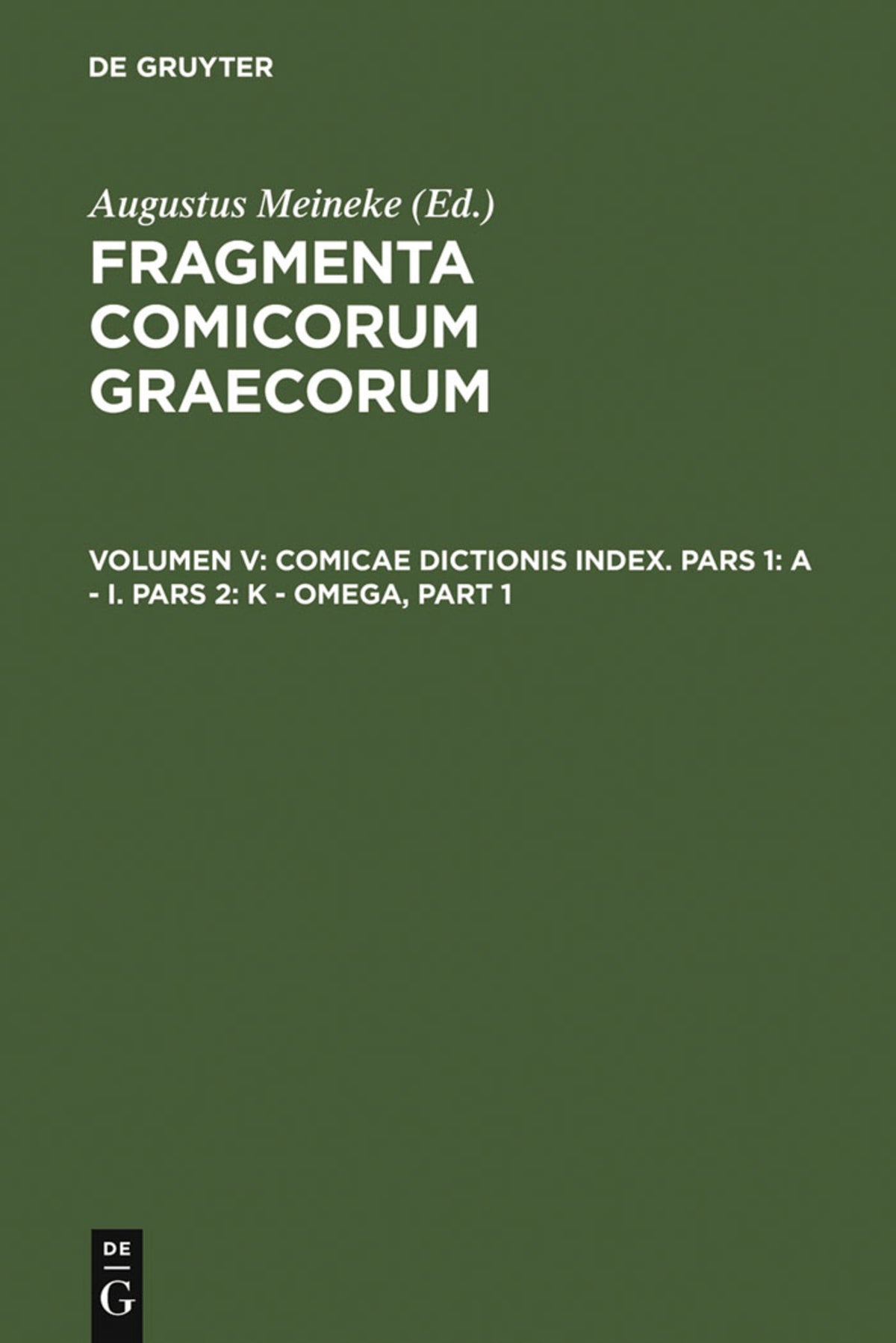 Cover image for Comicae dictionis index ISBN 9783110253641