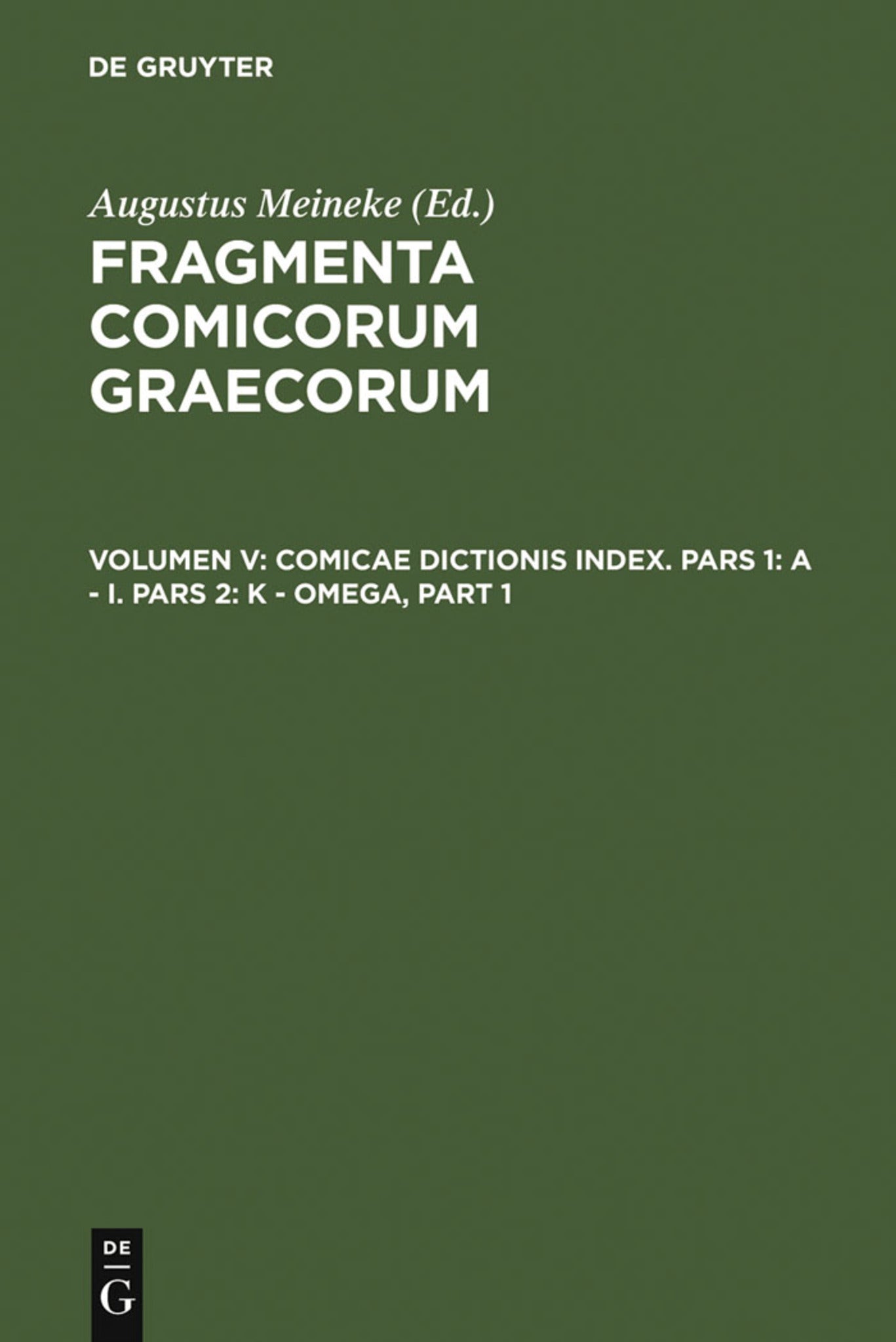 Cover image for Comicae dictionis index ISBN 9783110253641