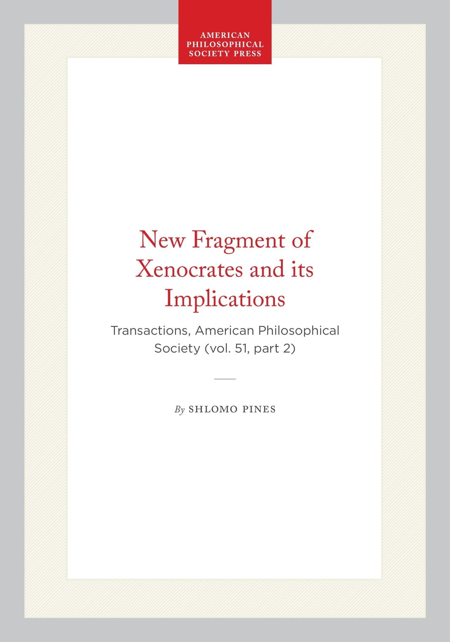 New Fragment of Xenocrates and its Implications