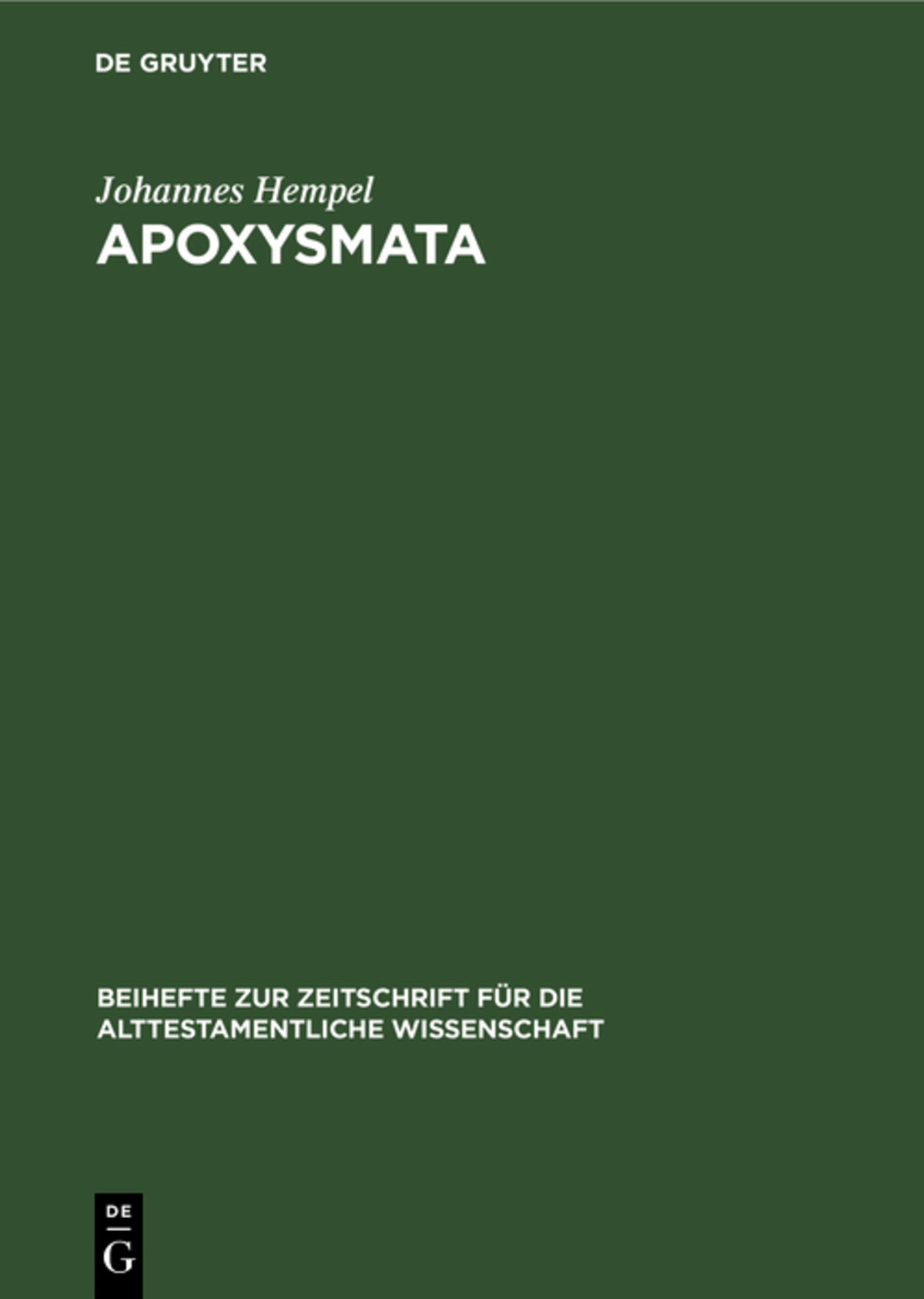 Cover image for Apoxysmata ISBN 9783112416716