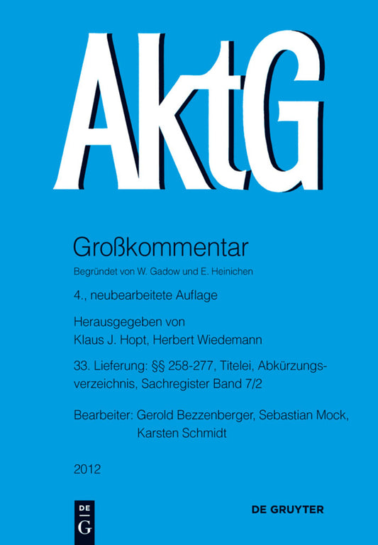 §§ 258-277; Titelei; Abkürzungsverzeichnis; Register Band 7/2