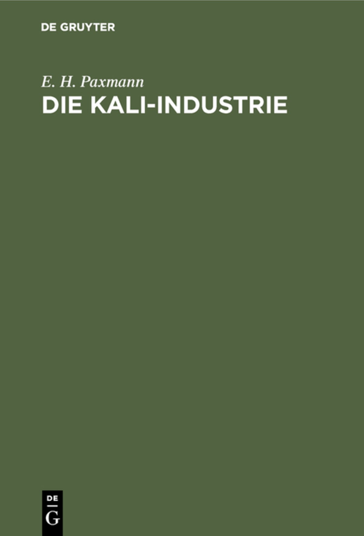 Cover image for Die Kali-Industrie ISBN 9783111170510