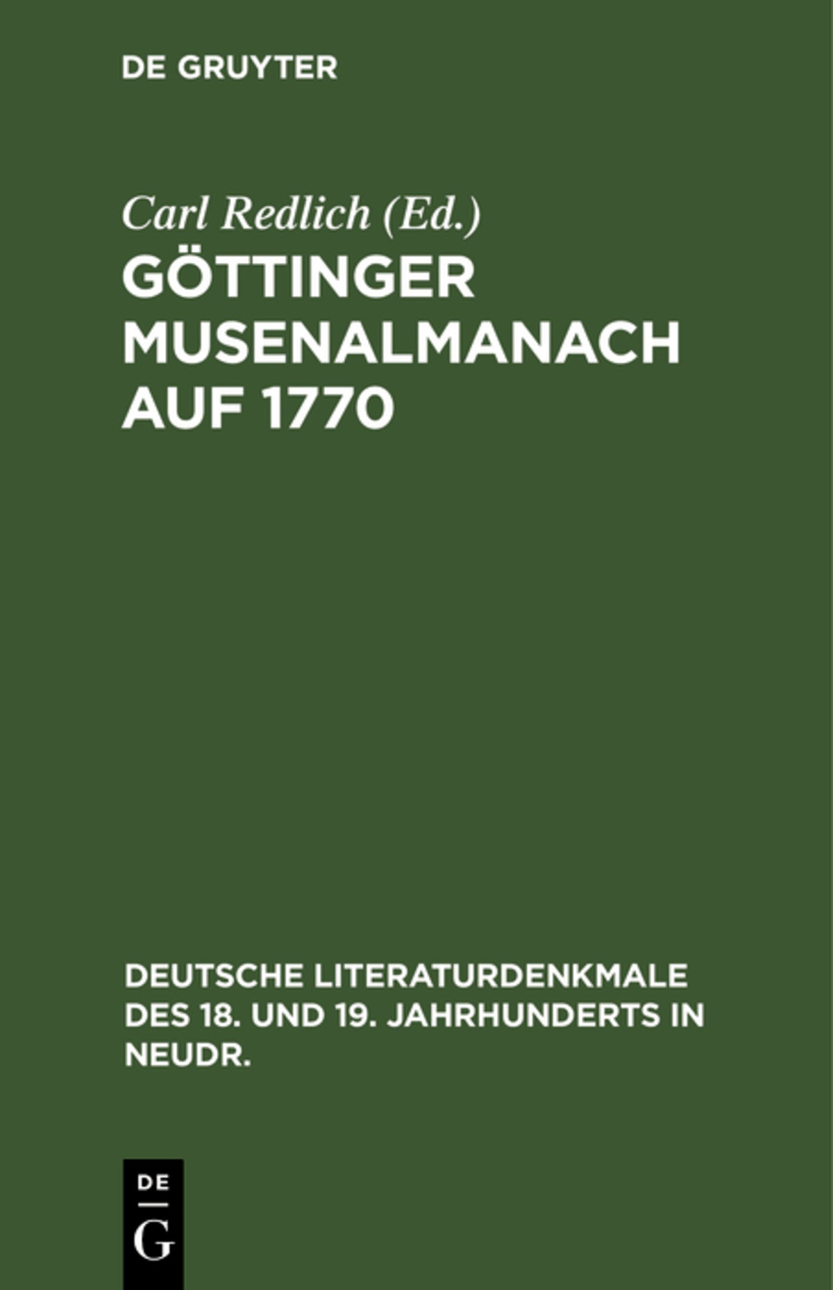 Cover image for Göttinger Musenalmanach auf 1770 ISBN 9783112374016